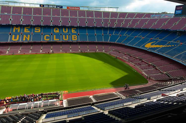 Uitzicht vanaf de tribune in Camp Nou